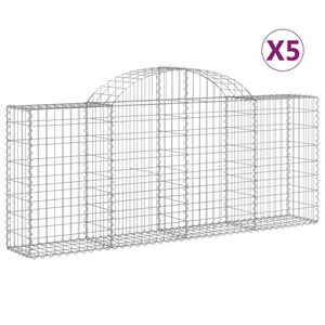 vidaXL Габионни кошници арка 5 бр 200x30x80/100 см поцинковано желязо