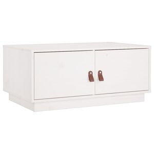 vidaXL Кафе маса, бяла, 80x50x35 см, борово дърво масив