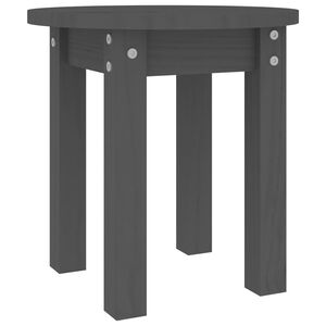 vidaXL Кафе маса, сива, &Oslash; 35x35 см, борово дърво масив