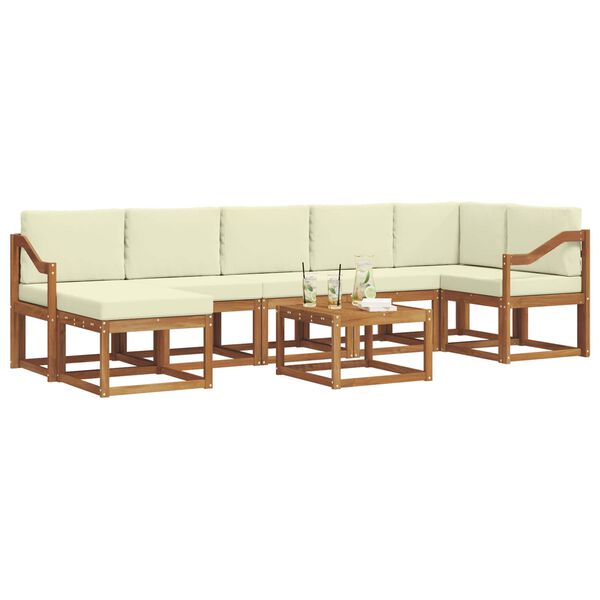 vidaXL Комплект дивани за открито 8 pcs Натурален и Крема