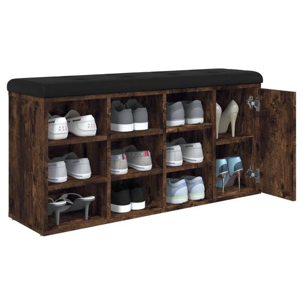 vidaXL Пейка за обувки, опушен дъб, 102x32x50 см, инженерно дърво