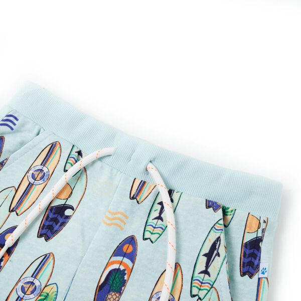 Детски къси панталони с шнурове, мек син меланж, 92