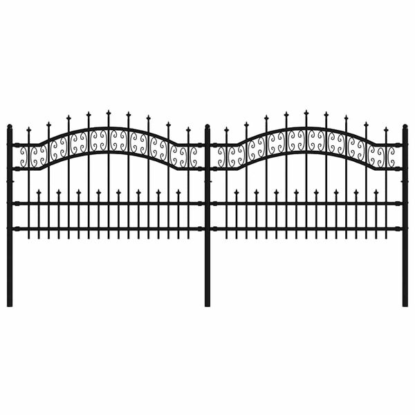 vidaXL Градинска ограда с връх тип &bdquo;копие&ldquo;, черна, 240x75 см, прахово боядисана стомана