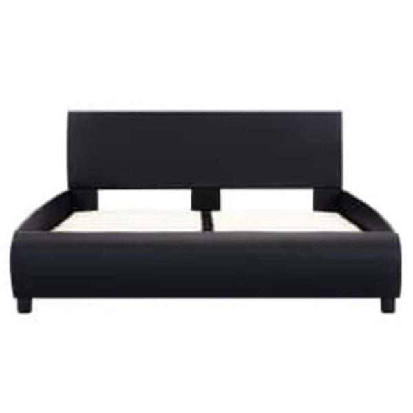 vidaXL Рамка за легло с LED, черна, изкуствена кожа, 140x200 cм