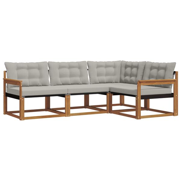 vidaXL Комплект дивани за открито 4 pcs Естествено и светло сиво