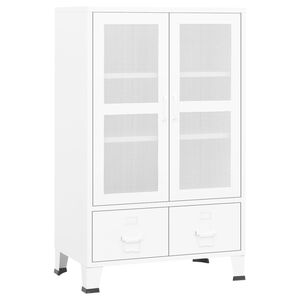 vidaXL Индустриален скрин за съхранение, бял, 70x40x115 cм, метал
