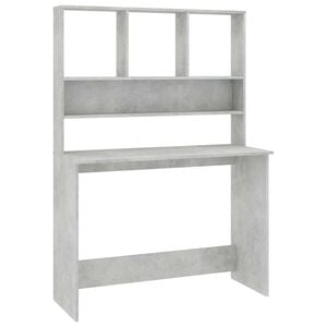 vidaXL Бюро с рафтове, бетонно сиво, 110x45x157 см, ПДЧ