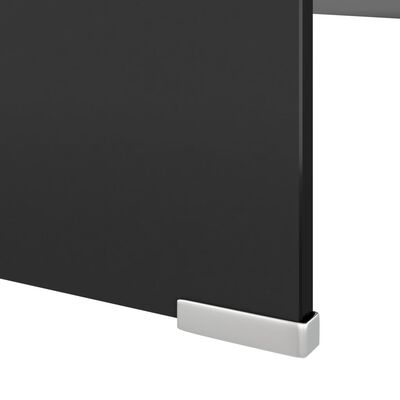 vidaXL Стойка за телевизор/монитор, стъкло, черна, 120x30x13 см