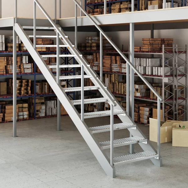 vidaXL Решетъчно стъпало 80x24x7 см поцинкована стомана