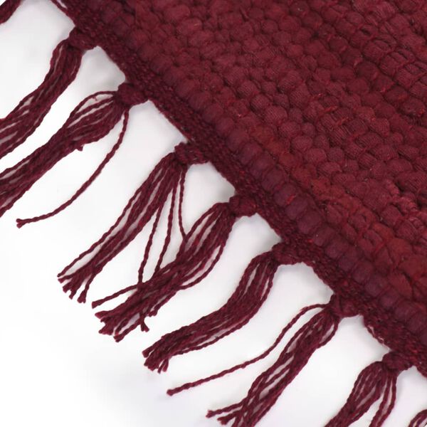 vidaXL Ръчно тъкан Chindi килим, 120x170 см, бордо