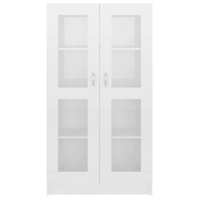 vidaXL Шкаф витрина, бял гланц, 82,5x30,5x150 см, ПДЧ