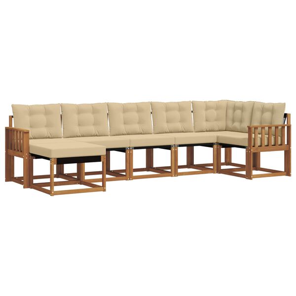 vidaXL Комплект дивани за открито 7 pcs Натурален и Бежов