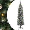 vidaXL Изкуствено Тънко Коледно Дърво Зелен и бял 240 cm