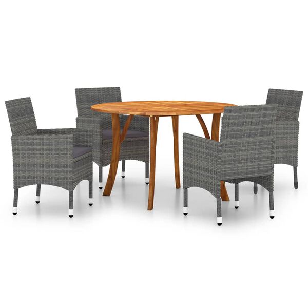 vidaXL Градински трапезен комплект, 5 части, сив