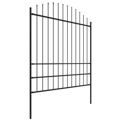 vidaXL Градинска ограда с връх пика, стомана, (1,75-2)x1,7 м, черна