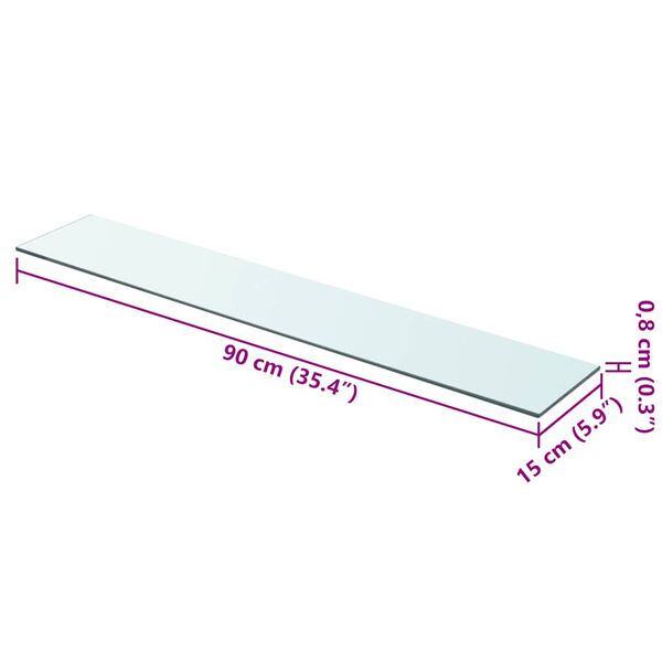 vidaXL Рафтове, 2 бр, панели прозрачно стъкло, 90x15 см