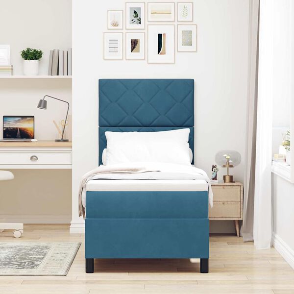 vidaXL Легло с пружинирана основа Тъмен син 80 x 200 cm текстил