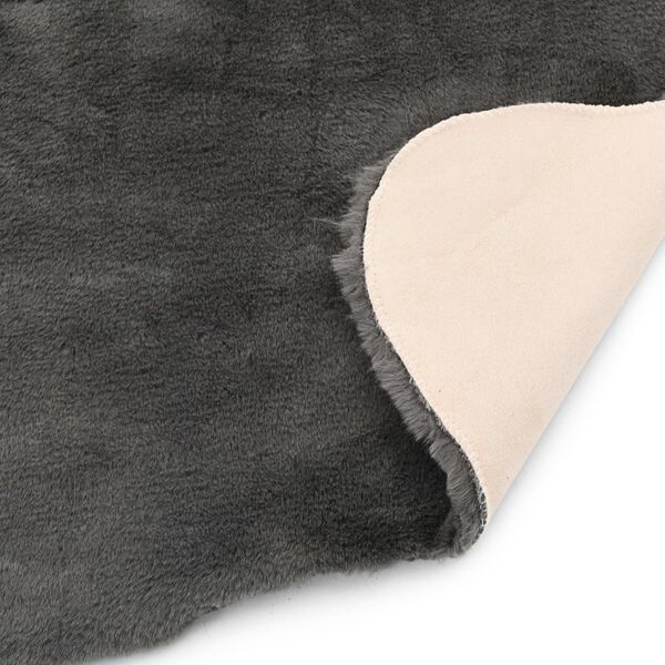 vidaXL Килим, 65x95 см, изкуствена заешка козина, тъмносив