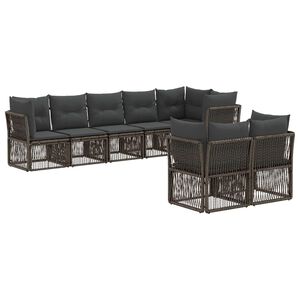 vidaXL Градински Софа Комплект 8 pcs Сиво полиратан