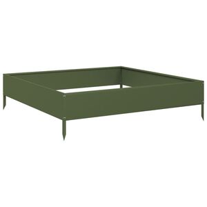 vidaXL Градинска висока леха, маслиненозелено, 100x100x26 см, стомана