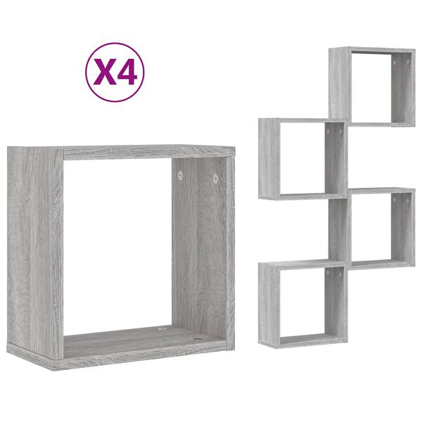 vidaXL стенни кубчета 4 бр. сиви сонома 30x15x30 см