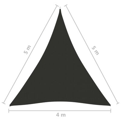 vidaXL Платно-сенник, Оксфорд плат, триъгълно, 4x5x5 м, антрацит
