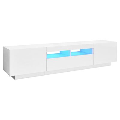 vidaXL ТВ шкаф с LED осветление, бял гланц, 180x35x40 см