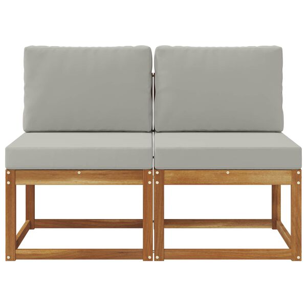 vidaXL 2 Брой Среден диван за открито Солидно акациево дърво Естествен