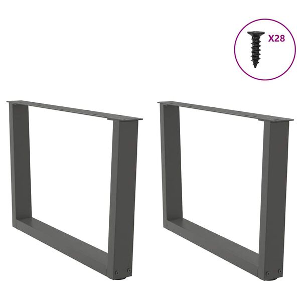 vidaXL Крака за масичка за кафе, V-образна, 2 бр., антрацит, 70 x (42-43,3) см, стомана