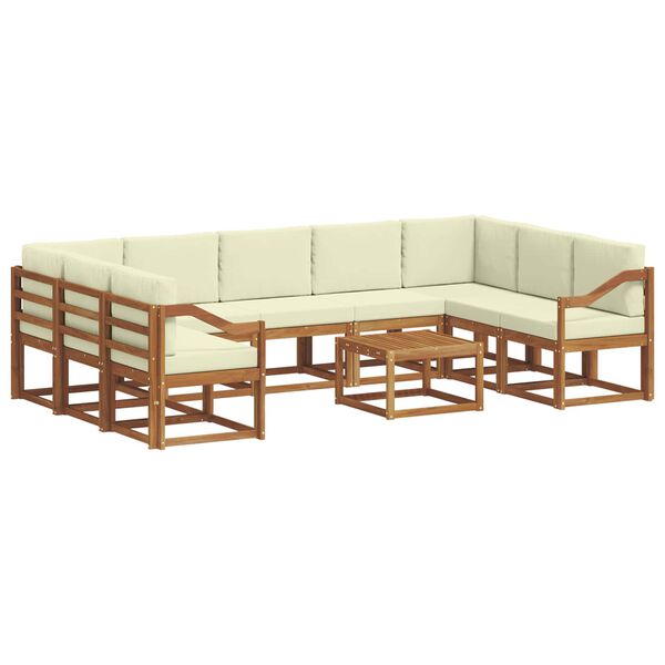 vidaXL Комплект дивани за открито 10 pcs Натурален и Крема