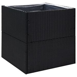 vidaXL Градински сандък, черен, 80x80x80 см, полиратан