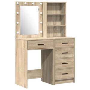 vidaXL Тоалетка с рафт 2 pcs Кафяво 50 x 41 x 135 см Инженерно дърво
