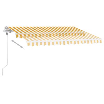 vidaXL Автоматичен сенник LED и сензор за вятър 300x250 см жълто/бяло