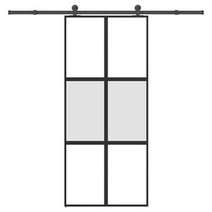 vidaXL Плъзгаща се врата с обков 90x205 см Закалено стъкло&Алуминий