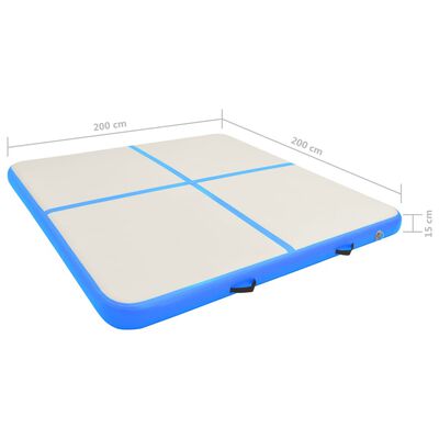 vidaXL Надуваем дюшек за гимнастика с помпа, 200x200x15 см, PVC, син