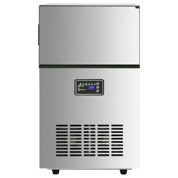 vidaXL Ледогенератор, сребрист, 45 кг/24 часа