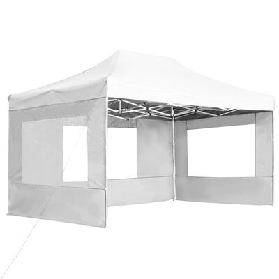 vidaXL Професионална сгъваема шатра + стени алуминий 4,5х3 м бяла