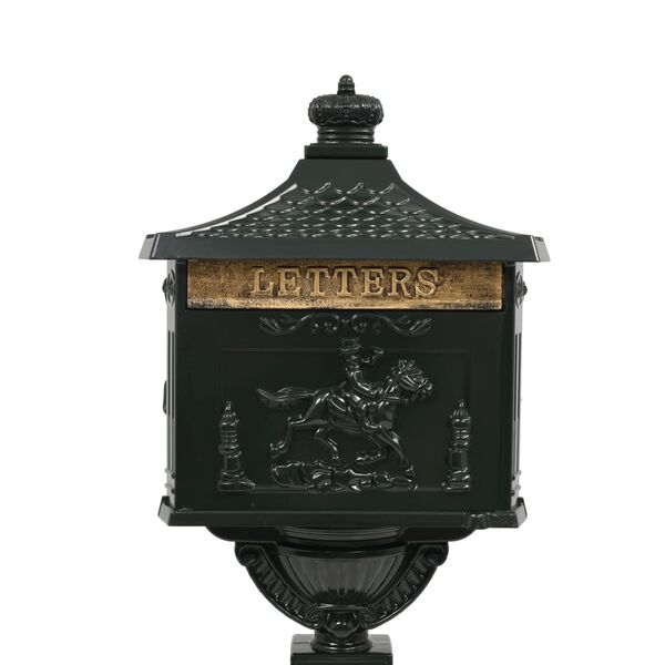 vidaXL Алуминиева пощенска кутия на стойка винтидж неръждаема зелена
