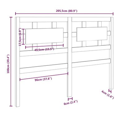 vidaXL Горна табла за легло, 205,5x4x100 см, бор масив