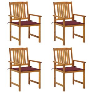 vidaXL Градински столове с възглавници, 4 бр, акациево дърво масив