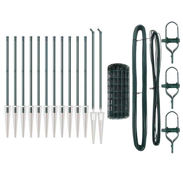 vidaXL Ограда с пост Зелен 0,8 x 25 m Стомана и PVC