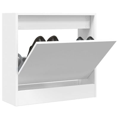 vidaXL Шкаф за обувки, бял, 60x21x57 см, инженерно дърво