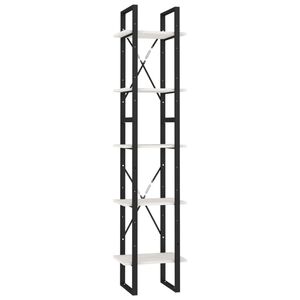 vidaXL 5-етажна библиотека, бяла, 40x30x175 см, борово дърво масив