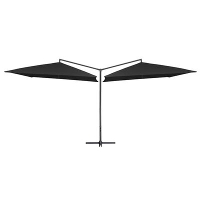 vidaXL Двоен чадър със стоманен прът, 250x250 см, черен