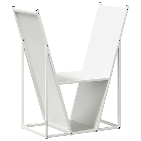 vidaXL Стойка за дърва, бяла, 69,5x35x81 см, студеновалцувана стомана