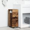 vidaXL Тесен шкаф за баня с колелца, старо дърво, инженерно дърво