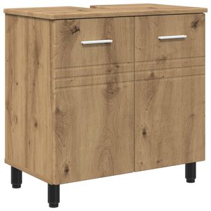 vidaXL Шкаф със светло за баня Дъб артизан 60 x 35 x 60 см