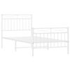 vidaXL Метална рамка за легло с горна и долна табла, бяла, 90x190 см