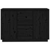vidaXL Сайдборд, черен, 111x34x75 см, бор масив