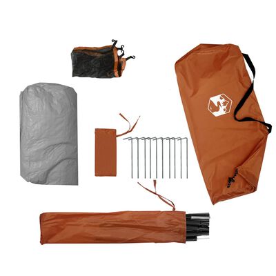 vidaXL Къмпинг палатка 4 души сиво-оранжева бързо освобождаване